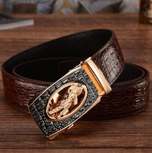 Mode Kuhläppchen Leder Männer Jeans Gürtel Hochwertiger Gürtel Krokodil Automatische Schnalle Gentlemen Business Belts6224069