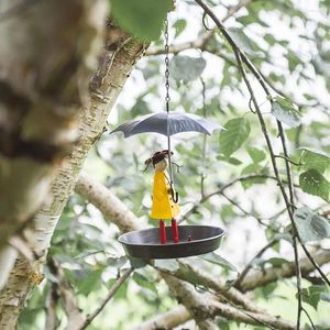 Andere Vogelversorgungen einzigartige Feeder -Metallkette Hangset mit Mädchen Regenschirm Design für Gartendekoration im Freien Easy Hof