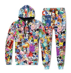 2019 cartoon animation mody print 3D sweatsuit fashion tracksuit menwomen joggers pantshoodies 2 piece set C0223987834