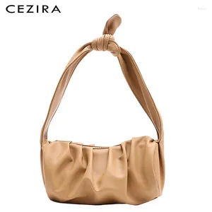 Bolsa cezira feminino diariamente pugan bolsas de ombro de couro com moda lotada de gordeas placas de design de design ladras de baguete casual