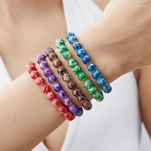 Braccialetti di fascino da 8 mm a colori bracciale in per sospetto per le donne modalità di moda semplice elastico elastico elastico gioielli a catena fatti a mano