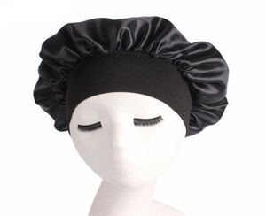1pc Women Wide Band Setin Silk Bonnet Cap confortável Night Bap Hat Ladies Ladies Silk Hair Longo Cuidado de Cuidado