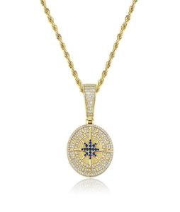 Colares pendentes Hip Hop Hip Hop Cubic Zirconia pavimentou Bling Iced Out Compass Pingents Colar Pingents for Men Rapper Jewelry Gifts Drop2804923