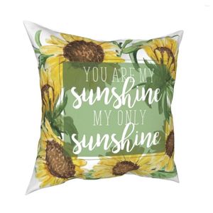 Pillow You Are My Sunshine Floral Pillowcase Cover Decor Sunflower Flower Summer Daisy Case Seater 40X40cm