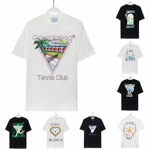 2024 Casablancas maglietta da uomo da donna Designer magliette per magliette per magliette da tees tops man s petto di lettere casual camicia di lussuoso abbigliamento di lusso cortometrali vestiti per maniche