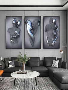 Metal Figure Statue Art Canvas Painting Romantic Abstract Posters and Prints Wall Pictures Modern Living Room Christmas Gifts H1112019744