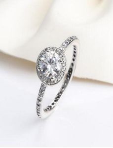 リアル925スターリングシルバーCZダイヤモンドリングロゴフィットスタイルの結婚指輪ジュエリー