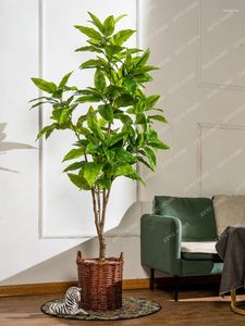 Dekoratif çiçekler yapay manolya yaprak ağacı zemin bonsai sahte ağaçlar yeşillik kapalı oturma odası giyim mağazası dekorasyon süsleri