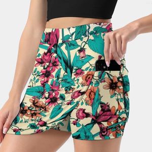 Röcke der Gartenkoreaner Mode Rock Sommer für Frauen leichte Hose Blumen Naturmuster nahtlos