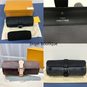 2022 Lüks Designer Watch Case Tasarımcı Debriyaj Erkekler 3 PCS İzle Koruma Kılıfı Kadın Debriyaj Tuval Deri Su Geçirmez Erkekler H47530 1846