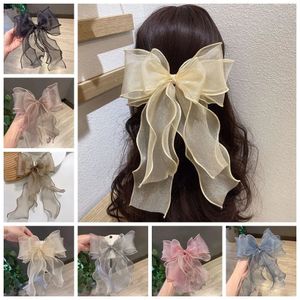 プリンセスバレットヘアクリップマルチレイヤーリボンボウヘアピンヘアピン女性韓国のヘッドピース女性女子ヘアアクセサリー240509