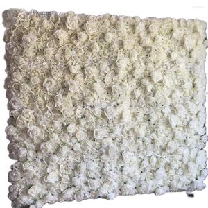 Dekorative Blumen 24pcs/Los künstliche Seidenhordera Rose Blumenwand Panel Runner Hochzeitsfeier Hintergrund Dekoration Stufe Creme Tongfeng