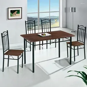 Janta de jantar de tapetes e 4 cadeiras de cozinha móveis de mobiliário profundo
