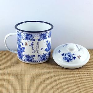 Copos de vinho azul e branco porcelana esmalte caneca xícara de chá retrô antigo estilo chinês tradicional copo de café expresso vintage