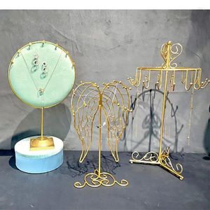 Decorative Plates Simplicity Jewelry Storage Rack Golden Stand Dressing Table Necklace Display Shelves Earrings Hanging Board Cosmetic