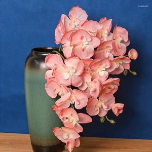 装飾的な花8ヘッドシルク蘭のファレエノプシス人工花Diyウェディングデコレーション花柄の花束本物のタッチ偽の植物の装飾