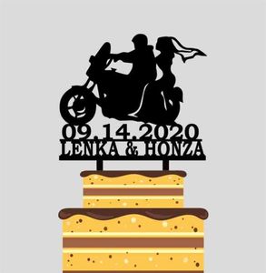 Andere festliche Partyversorgung personalisierter Motorrad -Hochzeitstorten -Toper -Custom -Paare Nennen Sie Datum Braut und Bräutigam Reitmotorcyc9501882