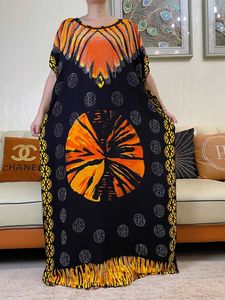 Ethnische Kleidung Dubai Muslim Kleid Frauen gedruckt florale Baumwolle Lose Femme Diamond Robe Islam Türkei afrikanische traditionelle Abaya mit großem Schal T240510
