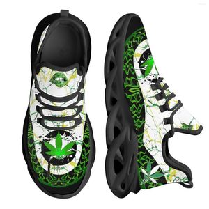 Lässige Schuhe Instantarts 2024 Trendy Mesh Sneakers für Frauen 3D Green Blätter Lippendruck Ladies Running Comfort Tennis Outdoor