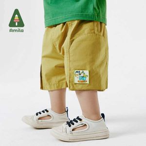 Shorts Amila Baby Pants 2024 Summer Creative 3D Pocket Product Pants Simple Childrens Clothing d240510