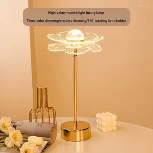 Lâmpadas de mesa, lâmpada de mesa LED de cor dourada, quarto para decoração caseira, elegante, crie uma atmosfera aconchegante