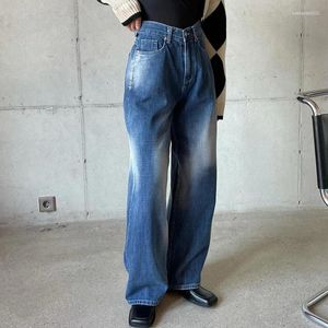 Women's Jeans Retro Tie Dye Basic Chic Blue Denim Pants Vintage Grunge Casual Baggy High Waisted Punk Zipper Long Trousers