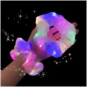 Haarzubehör LED Luminous Bands Scrunchies Frauen Mädchen Kopfwege Seil einfache Handgelenk Bandringe Gummi 20pcs Drop Lieferungsprodukte T otc0p