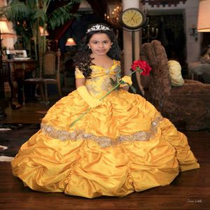 retro prenses boncuklu çiçek kız elbise dantel tafta küçük kız gelinlik vintage pageant elbiseler f054 196l