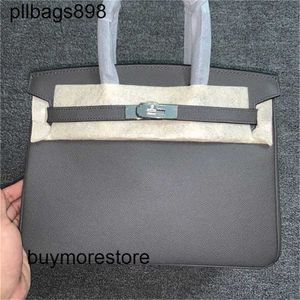 Women Handbag Brknns Swift Leather Handswen 7a Top Handbag Leather Leather Highly 30cm Gris Etain Silverts3n5jve