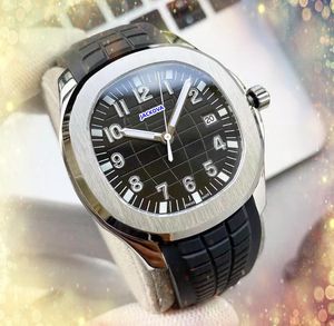 Automatic Date Iced Out Men Three Stiches Watch Japan Quartz Battery Calendar Rubber Band Clock Square Earth Skeleton Dial Face wholesale male gifts wristwatch