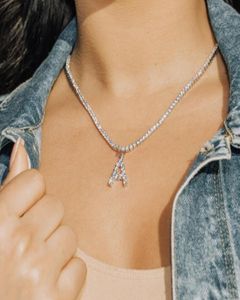 Trendy New Crystal 26 Letter Pendant Necklace for Women Shiny Rhinestone Tennis Chain Necklace Statement smyckesparty Gift Y03097160982