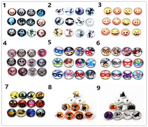 Mode 60pcslot halloween stil clasps glas snaps knapp skalle smycken 18mm ingefära noosa chunk fit armband halsbands ring acces8267784