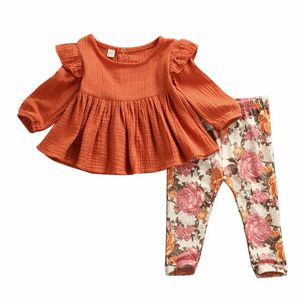 Toppence da maglietta a maniche lunghe di Citgeett Fall 2 Born Girls e pantaloni set 240424