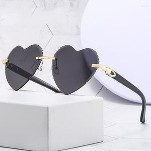 Солнцезащитные очки в форме сердца, в форме rimless для женщин, мужчины элегантное летнее автомобиль, вождение UV400 Sun Glasnes Дизайн бренда, женские очки 269t