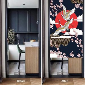 Tapisserier Kinesisk traditionell bläckmålning Dörröppning Gardin Fantastiskt berg Tapestry för vägg hängande japanskt norra sovrum