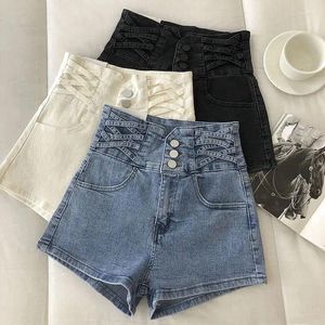 Women's Shorts Large Size Women Denim High Waist Solid Color Slim Fit Single-Breasted Pants Summer Casual Short Jeans Female