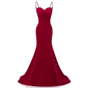 Red Sexy Mermaid Long Evening Dresses Spaghetti Sleeveless Lace Up Applique Girl's Prom Party Gowns Runway Fashion 2022 260o