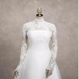 2016 High Neck Bridal Arps дешевые модные свадебные свадебные куртки с длинными рукавами белые кружевные свадебные обертки бесплатно доставка 244о