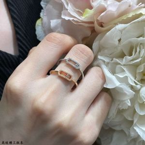Ewlery Messis Colares Designer Messikas Ring Sliding Band anel de diamante Ring Rose Gold Gold Ring Ring de diamante completo Jóias inteligentes pequenas e luxuosas