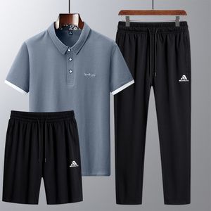 Luxuares Men's Tracksuit Set Summer Polo Shirts Two Piece New Casual Sports Wear Japan Korean Style Business Set For Men Men