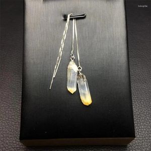 Decorative Figurines High Quality S925 Silver Natural Mango Quartz Ear Line Earrings Fashion Jewelry Healing Energy Stone Gift 1PCS