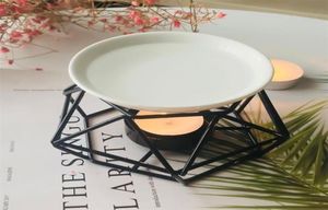 Aromatic Oil Geometric Ceramic Essential Candle Holder Wax Melt Warmer Melter fragrance for Home Office 2208092121387