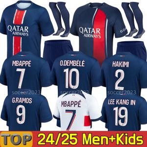 2024 2025 Mbappe Maillots O.Dembele Asidens Futbol Formaları R. Sanches Hakimi Enfants Maillot Fransızca Dördüncü Futbol Gömlekleri Erkek Kitleri Çocuk Ekipman Üniformaları S M XL