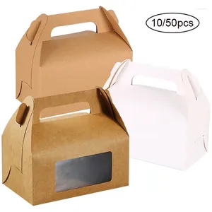 Present Wrap 10/50st Kraft Paper Cake Boxes and Packaging Cupcake Cookie dessert Box Wedding Chocolate Candy Bag Christmas Favors Party