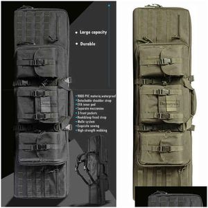 Utomhuspåsar Taktisk dubbelgevär pistolfodral Army Airsoft Combat Padded S Storage Ryggsäck Pistol och Magazine 95cm / 116 cm Y1227 Dro Dhilm