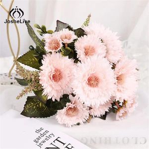 Flores decorativas 1bunch pequeno decoração de girassol Decoração artificial Daisies coloridas de seda para festa de casamento em casa