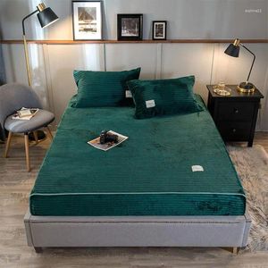 Set di biancheria da letto inverno in vello di corallo caldo foglio letto con il materasso a fascia elastica Flanella lavabile può aggiungere federe