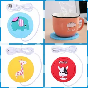 Table Mats Silicone USB Cup Warmer Pad Cartoon Animal Pattern With Charging Cable Heating Mat Round Heater Tray Tea