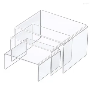 Dekorativa plattor N7MD 3st/Set Acrylic Display Risers Clear Product Stand Jewelry Riser Shelf Showcase Fixtures för dessertmuffin