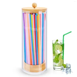 Trinkstrohhalm Acryl -Strohhalterspender mit Einweg -Plastikküche Getränkebetriebsvorräte